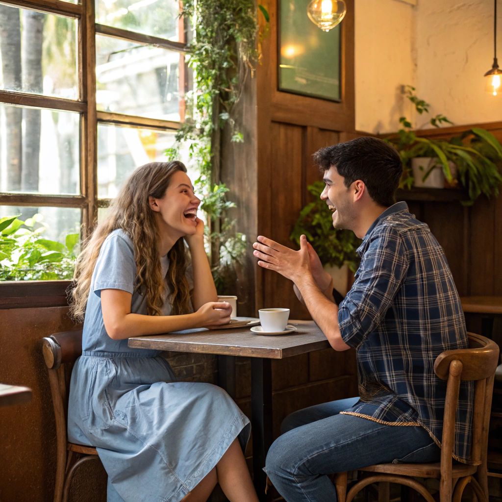 Two people sitting across a wooden table with notebooks during a coaching conversation